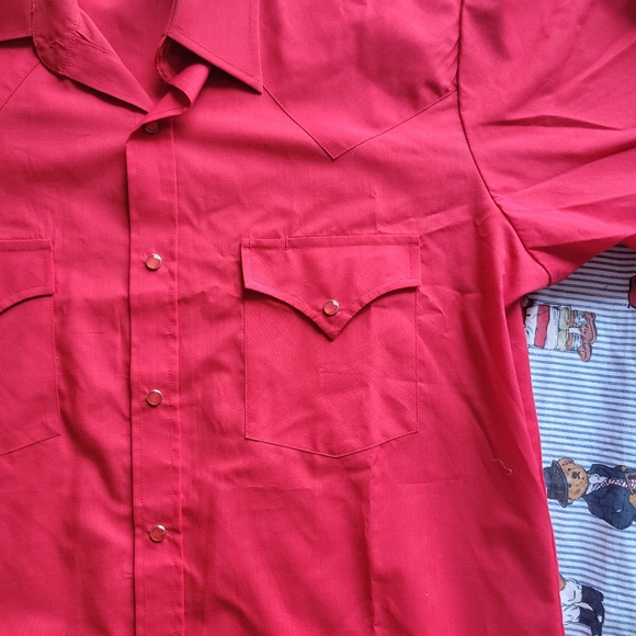 Ely cattlemen western cowboy short sleeve red men's medium shirt button up - Picture 2 of 10